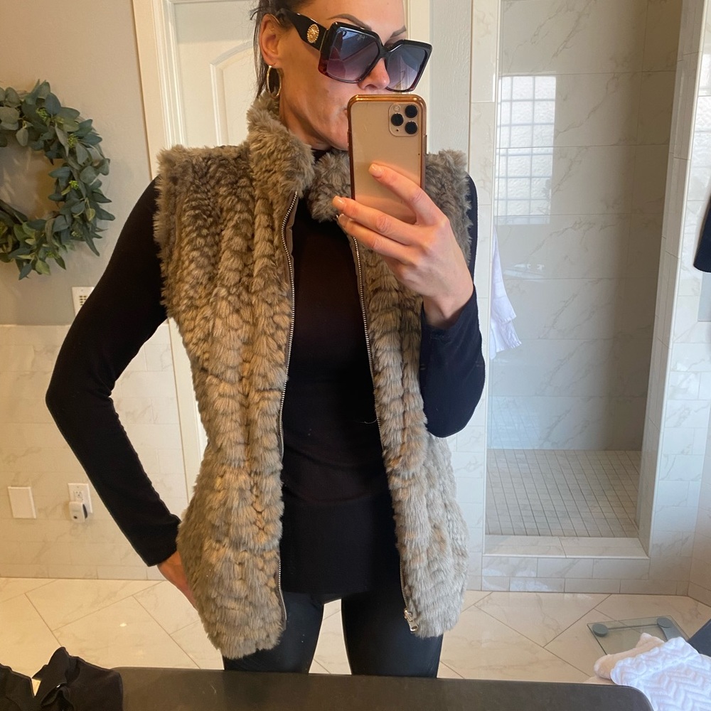 Reversible Grey Faux Fur Vest